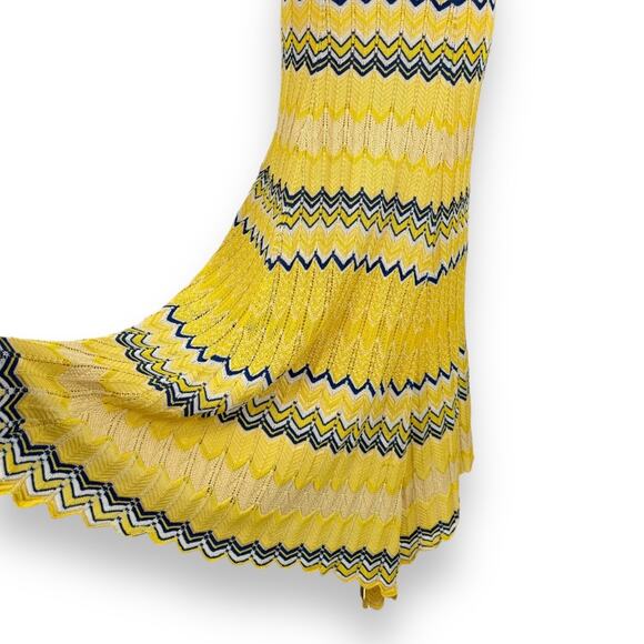 Sandro Paris Womens Zig Zag Wrap Top Midi Skirt 2PC Set 1 / XS Yellow - Picture 5 of 16